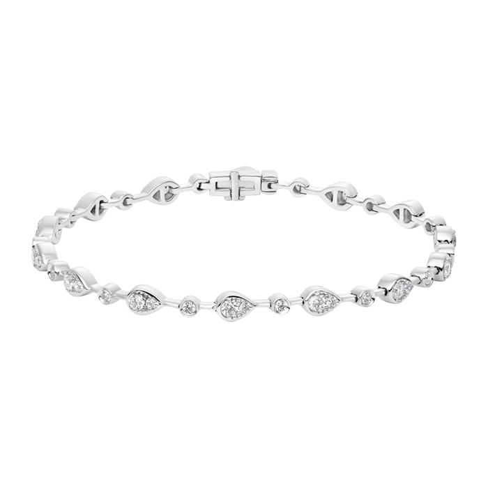 Drop bracelet in white gold or platinum with diamonds