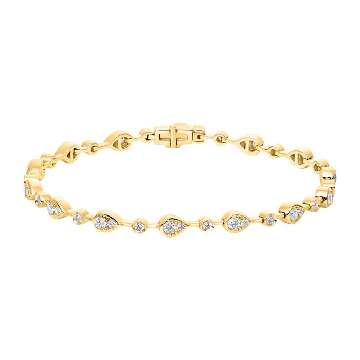 Goldenes lab grown Diamantarmband im Tropfen-Design