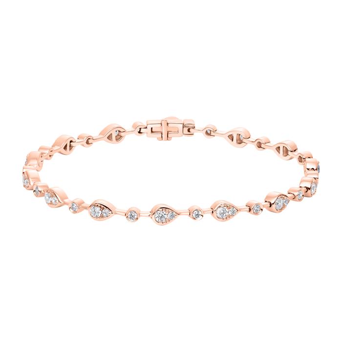 Druppelarmband in ros&#xE9;goud, labgegroeide diamanten