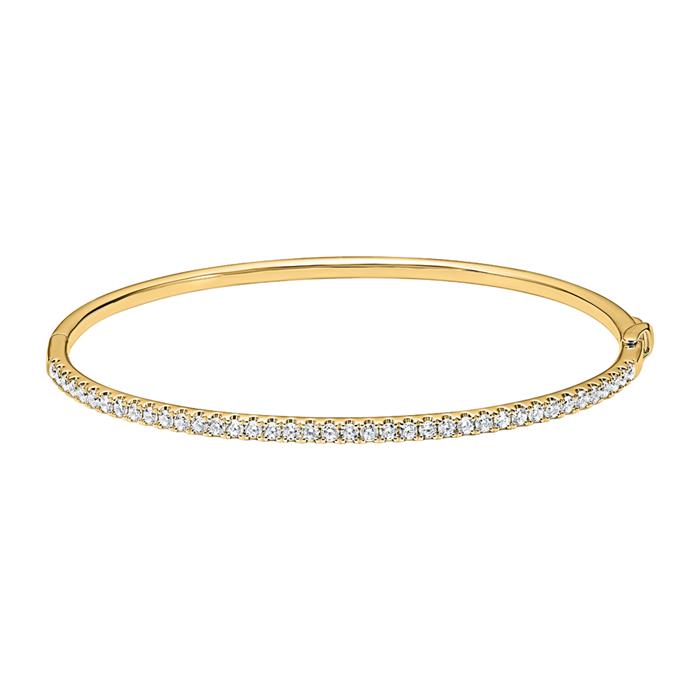 Hinged diamond bangle for ladies in yellow gold