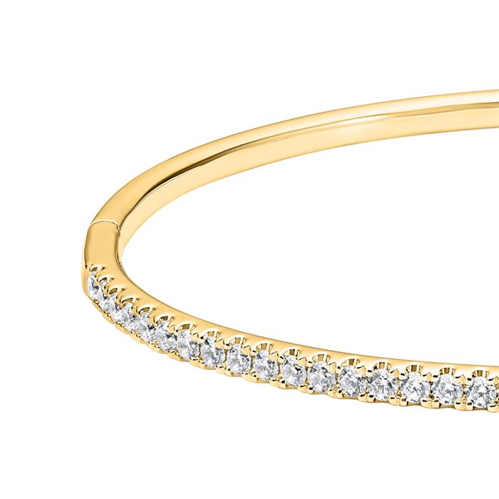 Hinged diamond bangle for ladies in yellow gold