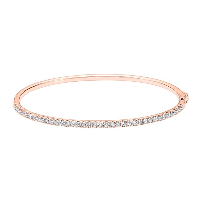 Hinged bangle with diamonds in rose gold