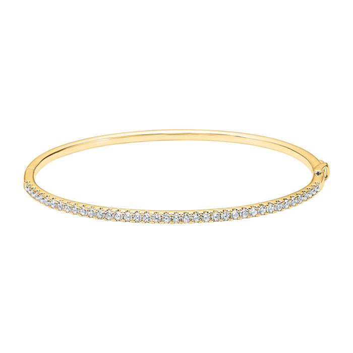 Hinged gold bangle with lab grown diamonds