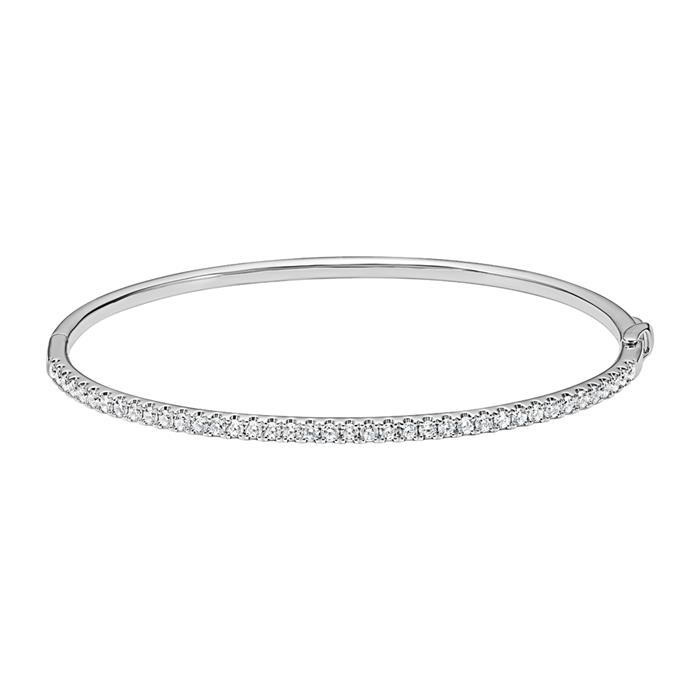 Bangle with lab grown diamonds, white gold or platinum