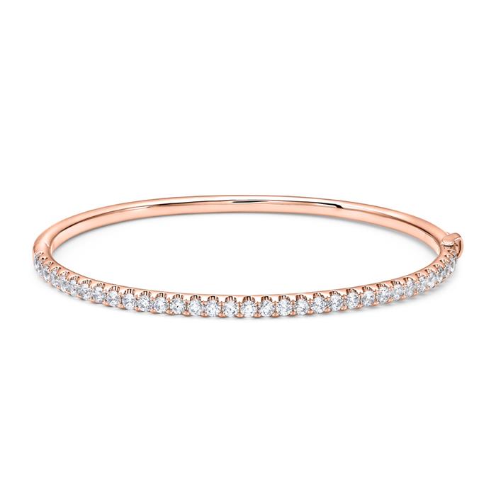 Fold-out diamond bangle in rose gold for women