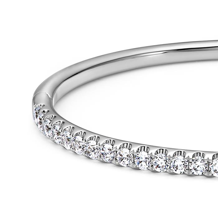 White gold or platinum bangle with lab grown diamonds