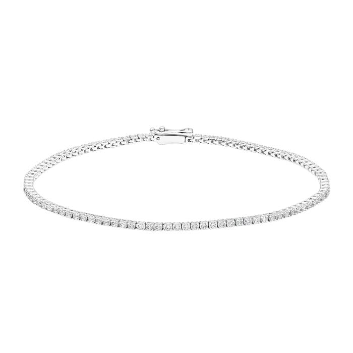 Tennis bracelet with 100 diamonds, white gold or platinum