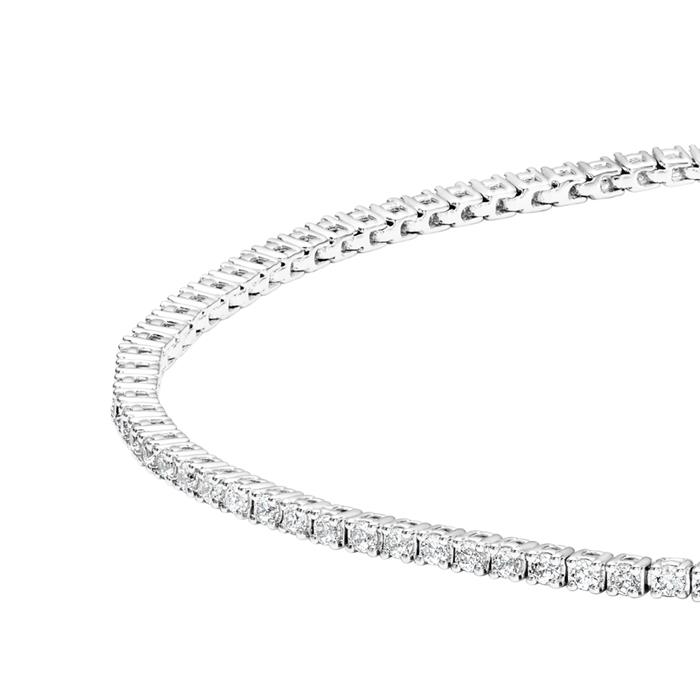 Tennis bracelet with 100 diamonds, white gold or platinum