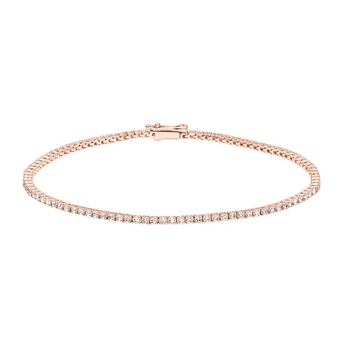 Pulsera de tenis de oro rosa cultivado en laboratorio para mujer