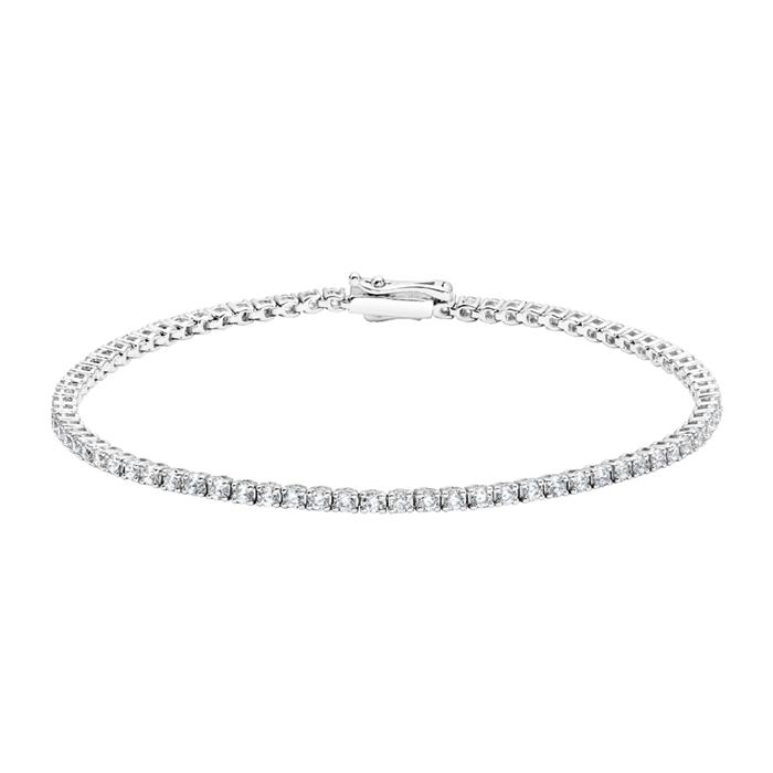 Tennis bracelet with diamonds in white gold or platinum