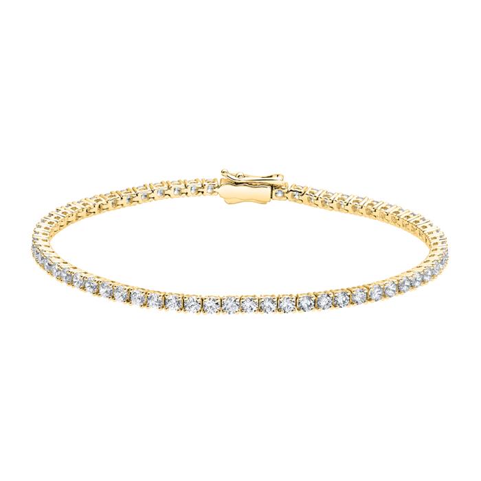 Golden tennis bracelet with diamonds