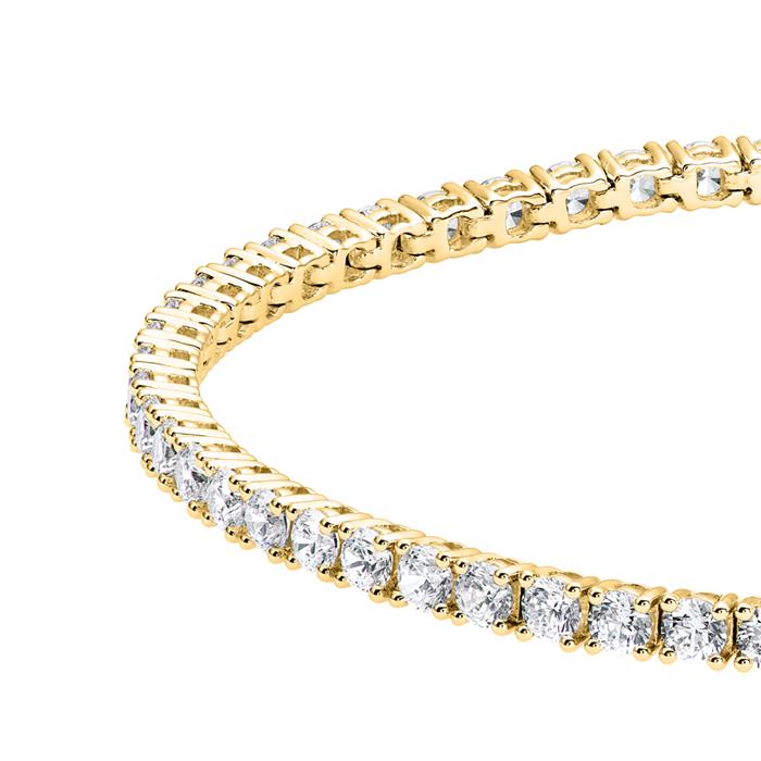 Golden tennis bracelet with diamonds