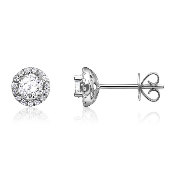 Diamond stud earrings in 14-carat white gold