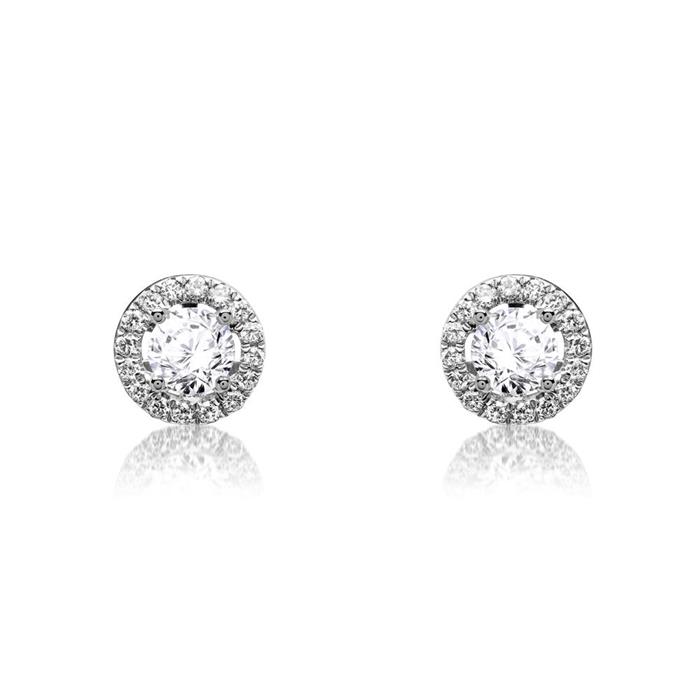 Ladies ear studs in 585 white gold with diamonds