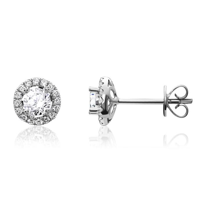 14 quilates pendientes de oro blanco para mujer con diamantes