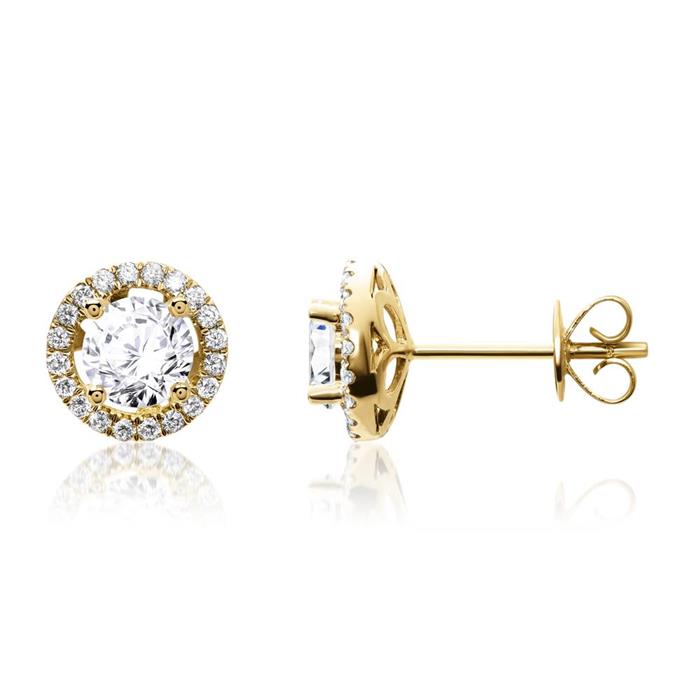 Ladies 14-carat gold stud earrings with diamonds