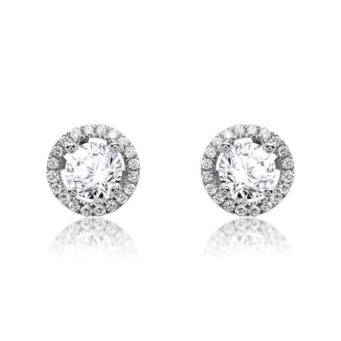 Ladies stud earrings in 585 white gold with diamonds