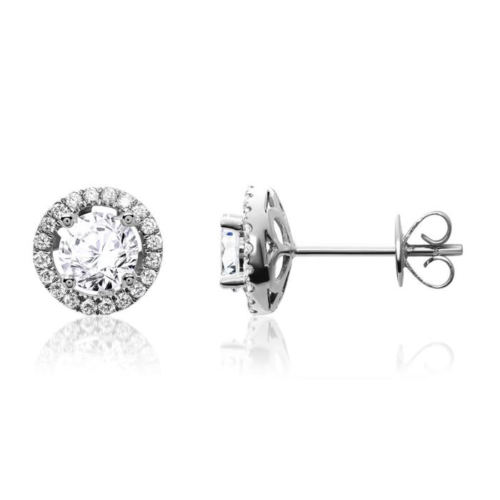 Ladies stud earrings in 585 white gold with diamonds