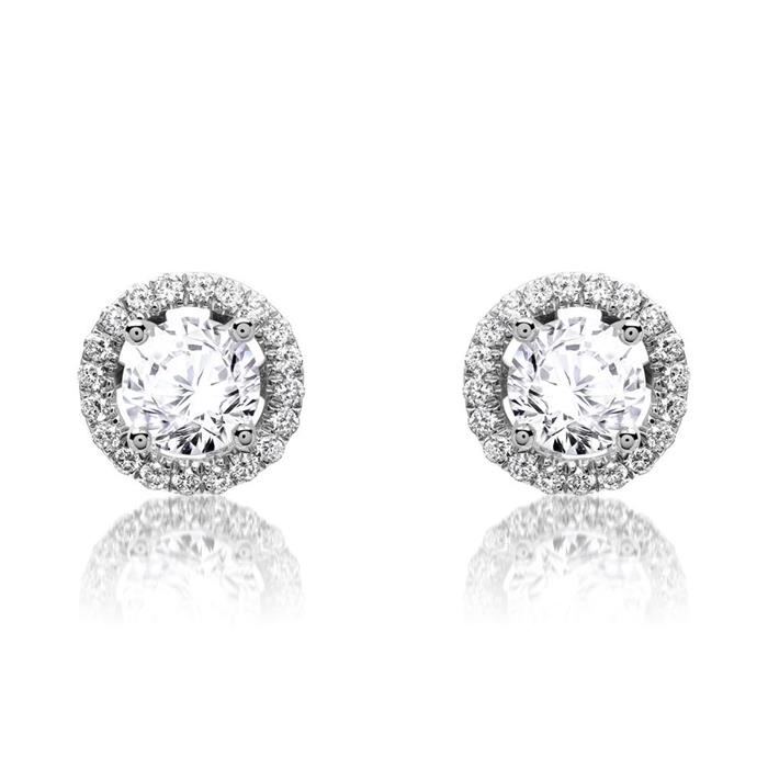 Pendientes de oro blanco 14 quilates con diamantes