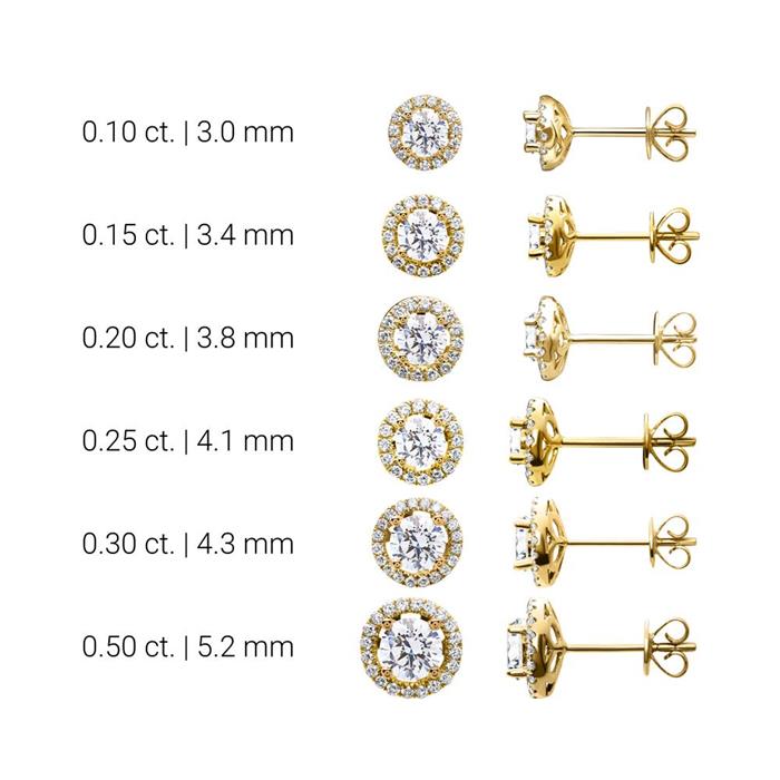 Pendientes para mujer en oro 14 quilates con diamante cultivado en laboratorio