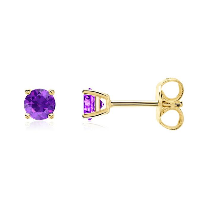 Stud earrings for ladies in 14K gold with amethysts