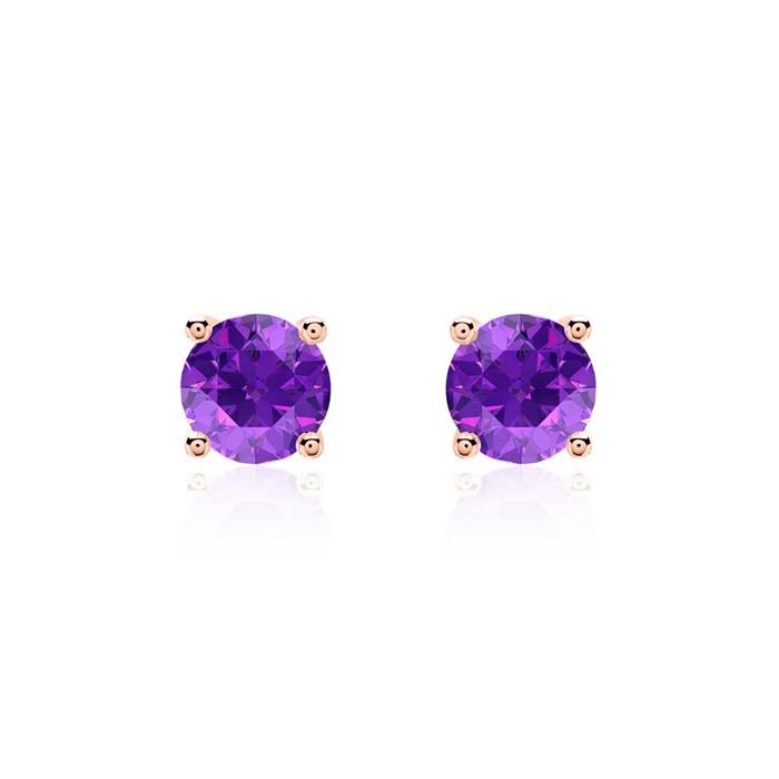 Amethyst stud earrings for ladies in 14 carat rose gold