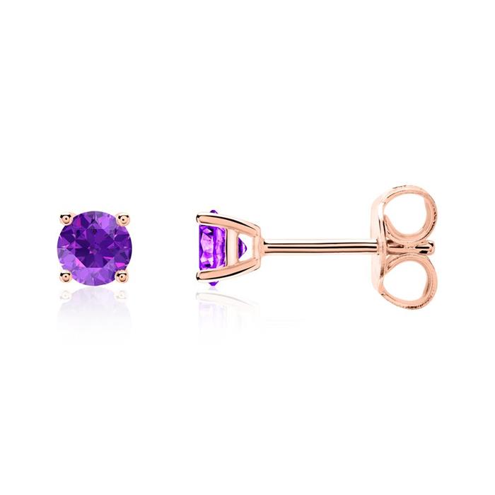 Amethyst Ohrstecker für Damen aus 14 Karat Roségold