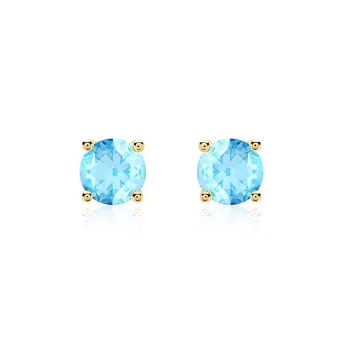 Blue topaz stud earrings for ladies in 14 carat gold