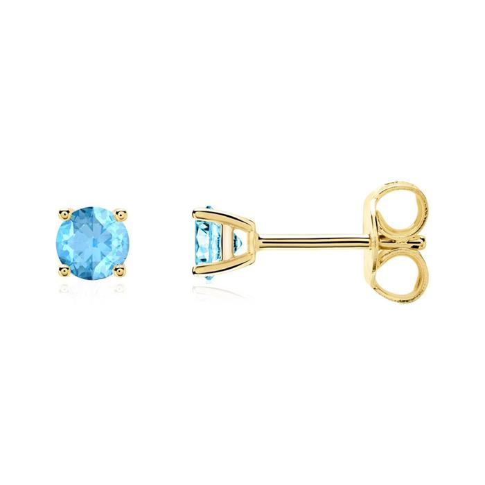 Blue topaz stud earrings for ladies in 14 carat gold