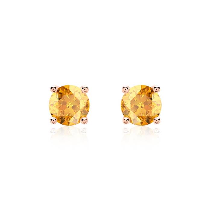 14K rose gold stud earrings for ladies with citrines