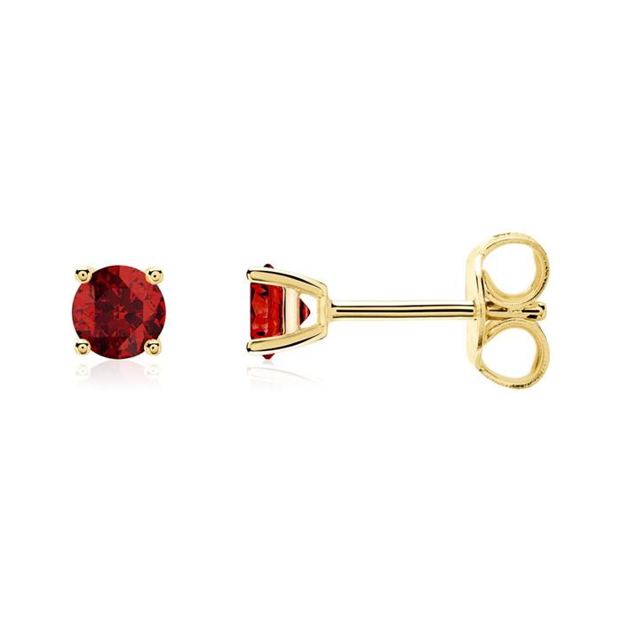 Garnet ear jewellery for ladies in 14K gold