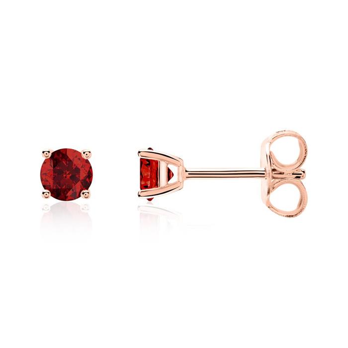 Garnet ladies ear jewellery in 14-carat rose gold