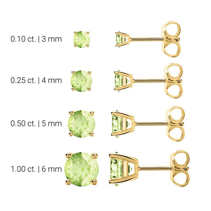 Ladies peridot stud earrings in 14-carat gold