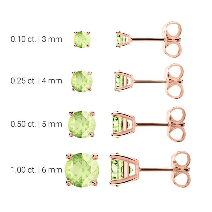 Peridot stud earrings for ladies in 14K rose gold