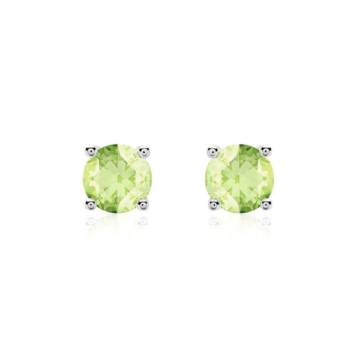 14 carat white gold stud earrings for ladies with peridots
