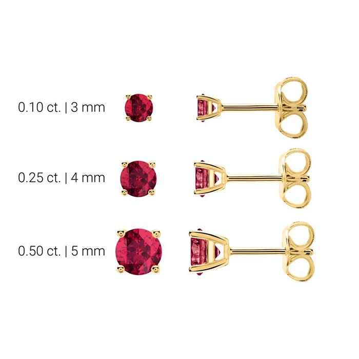 Ruby stud earrings for ladies in 14K gold