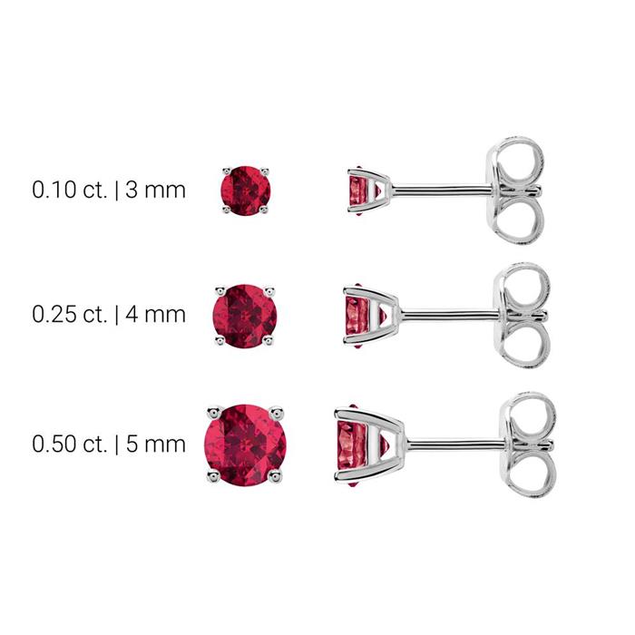 Stud earrings for ladies in 14K white gold with rubies