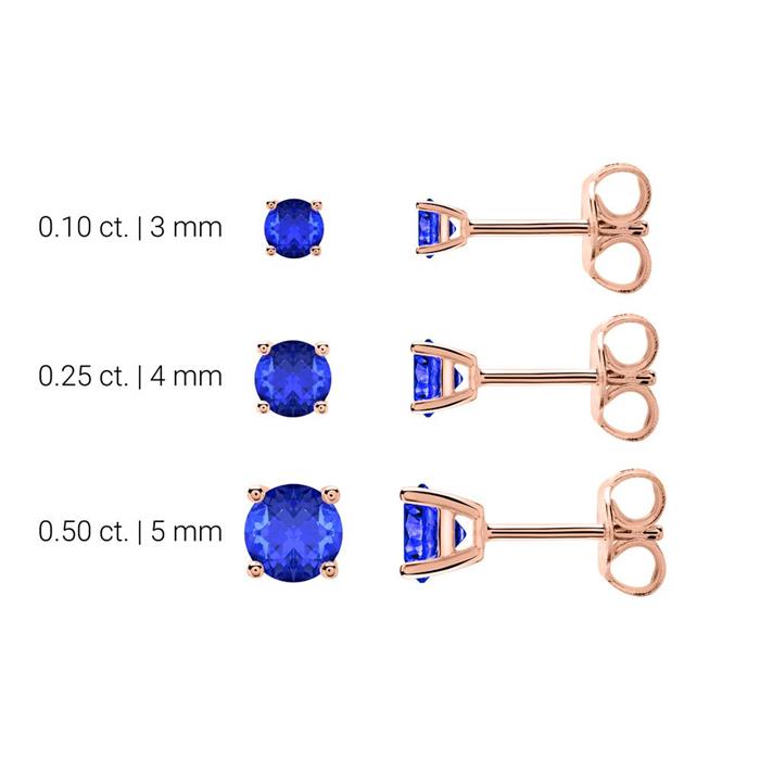 14K rose gold stud earrings for ladies with sapphires