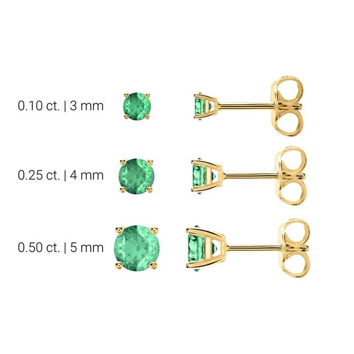 Emerald stud earrings for ladies in 14 carat gold