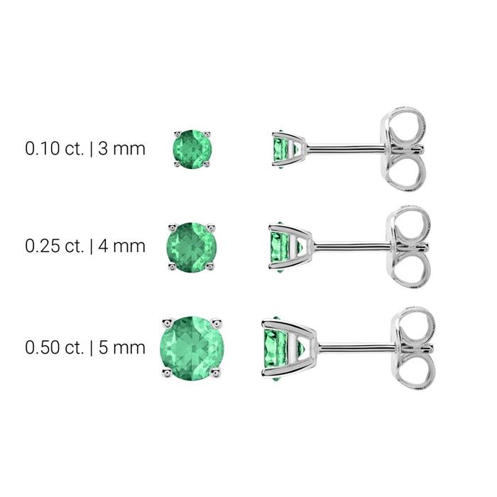 Ladies ear jewellery in 14K white gold with emeralds