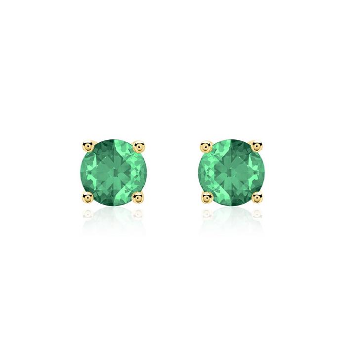 Emerald stud earrings for ladies in 14 carat gold