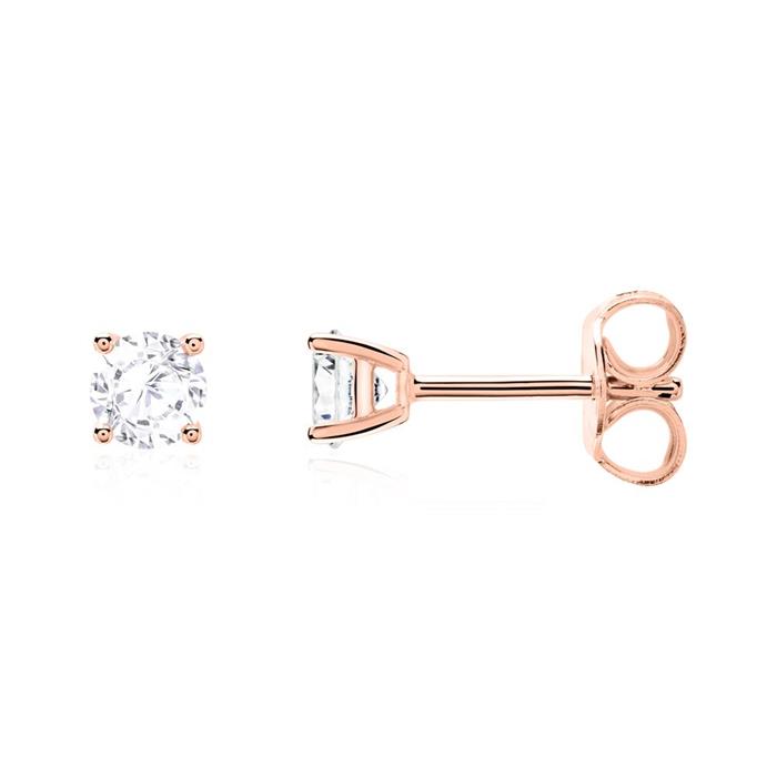 14 carat rose gold stud earrings for ladies with white topazes