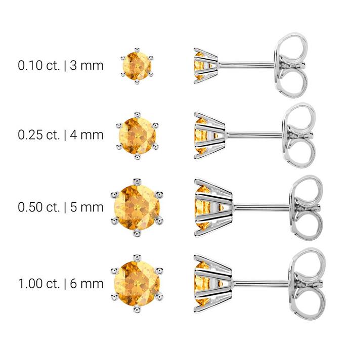 Damen Ohrstecker aus 585er Weißgold, Citrin