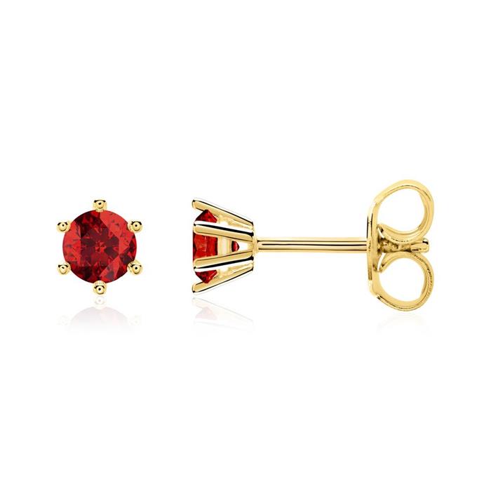 Garnet ear jewellery for ladies in 14-carat gold