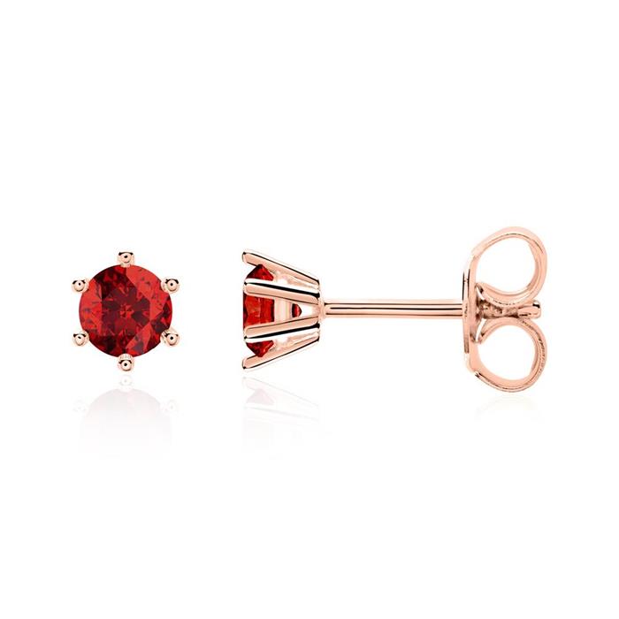 Garnet ear jewellery for ladies in 14K rose gold