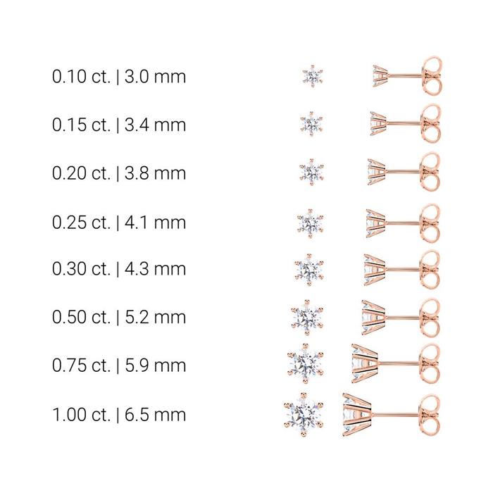 Pendientes de diamantes en oro rosa 14 quilates, cultivados en laboratorio