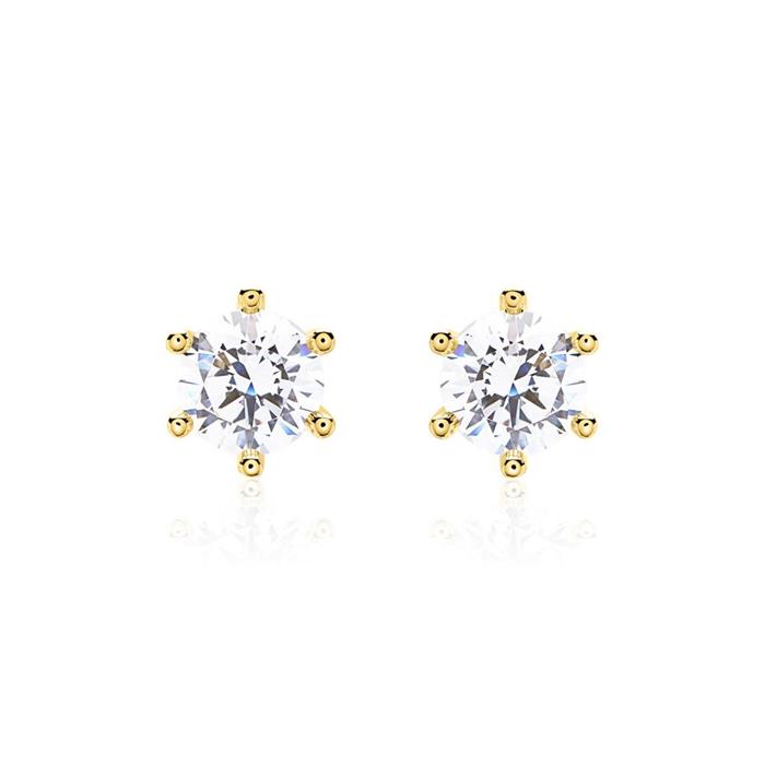 Ladies ear studs in 14K gold with Lab grown diamond