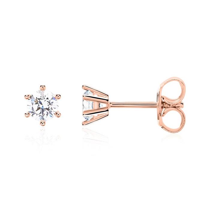 Diamond stud earrings in 14K rose gold, Lab grown