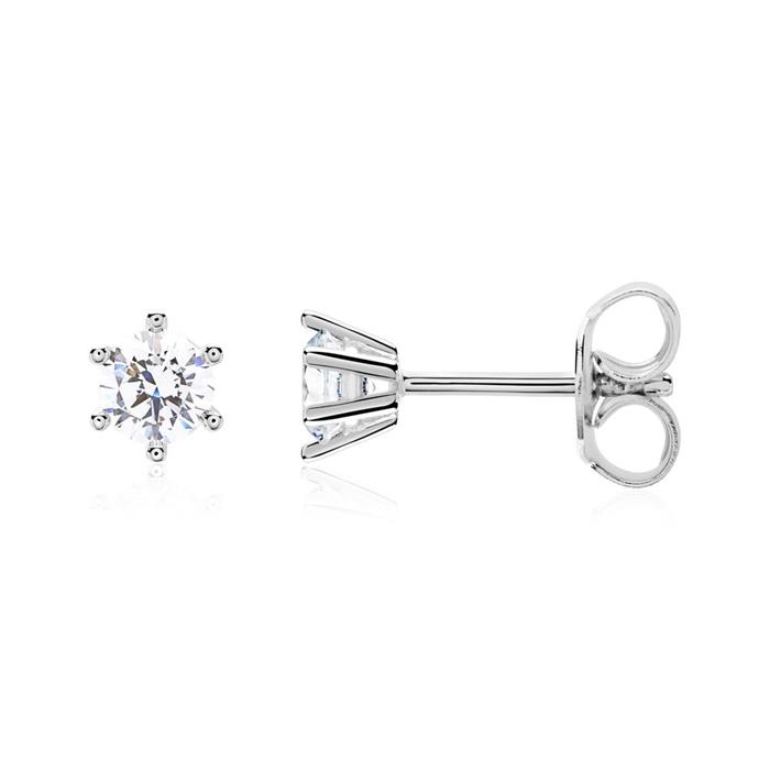 Lab grown diamond stud earrings in 14K white gold for ladies