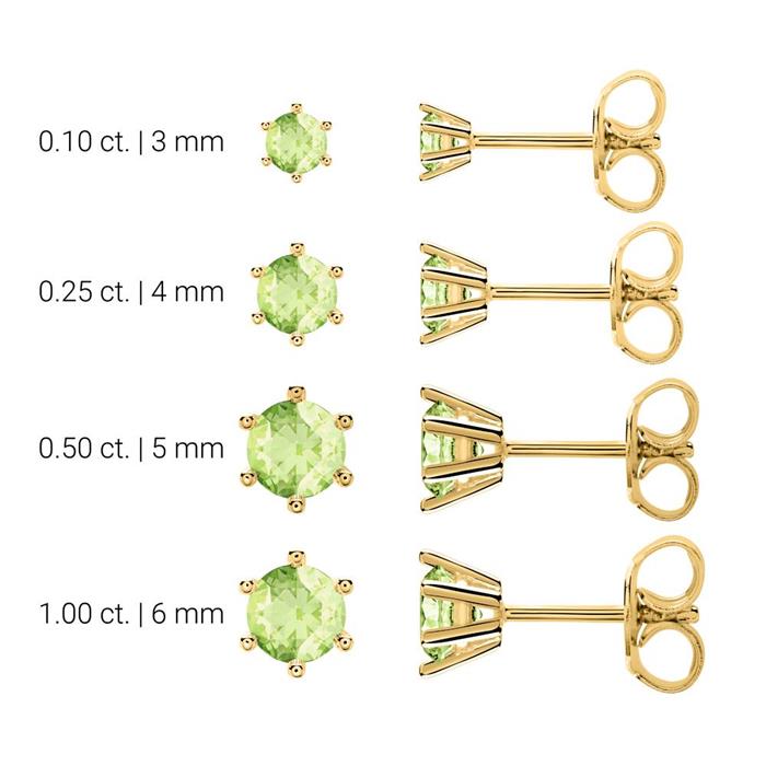Peridot ear studs in 14-carat gold for ladies